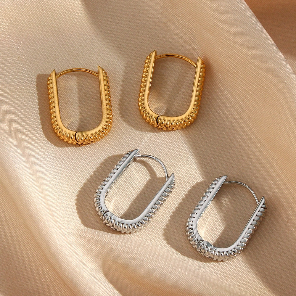 Wheat Pattern U-Shape Hoop Earrings