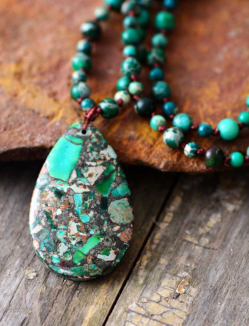 Imperial Jasper Moss Stone Necklace