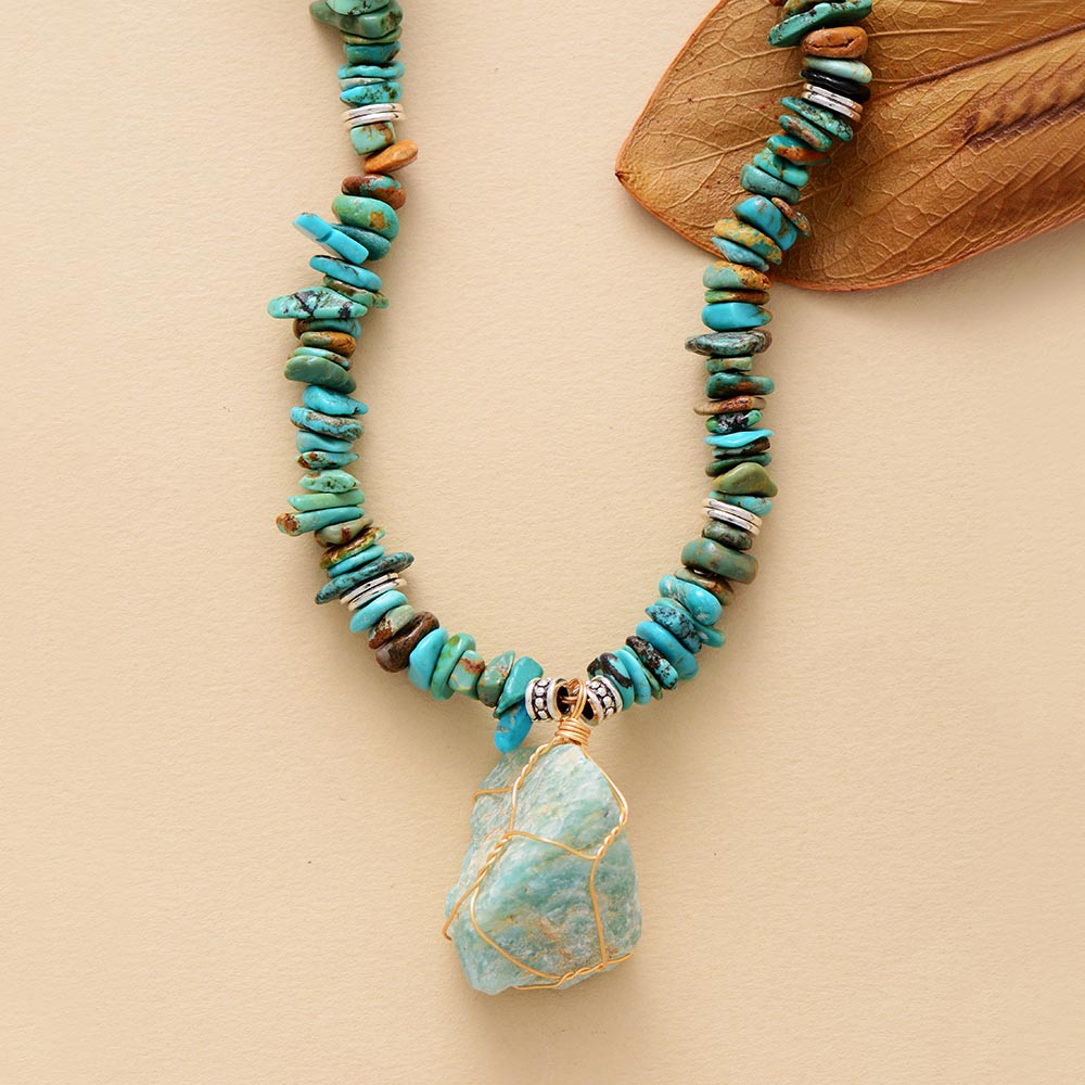 Turquoise Shell Beads Stones Necklace