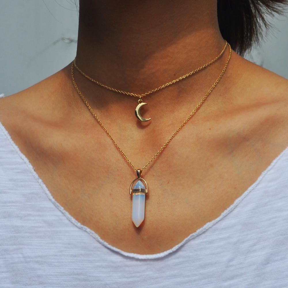 Bohemian Luna Crystal Choker Necklace Boho Peak Opal 