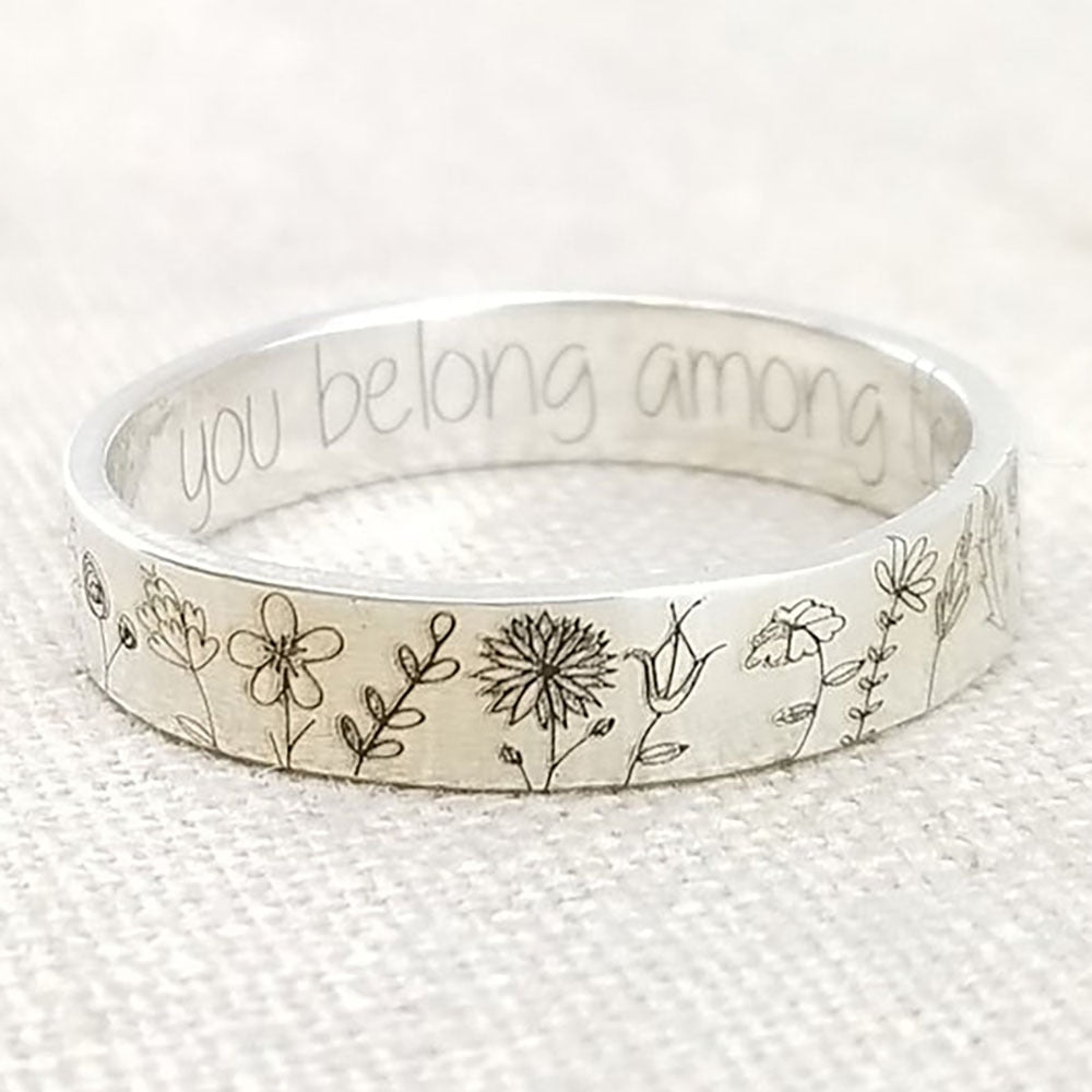 Wild Flowers Carved Ring