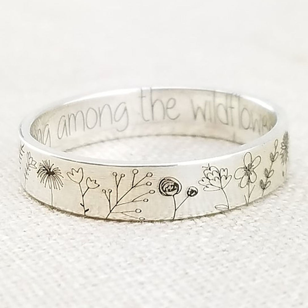 Wild Flowers Carved Ring