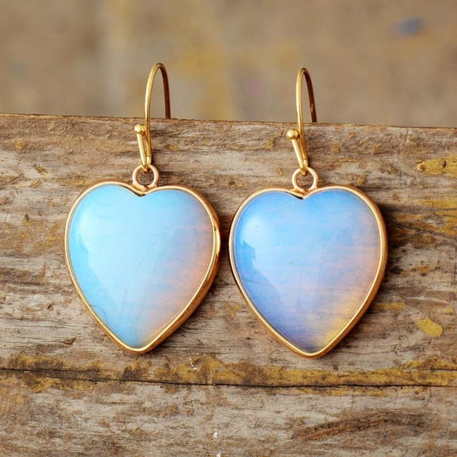 Natural Opal Heart Jewelry Set
