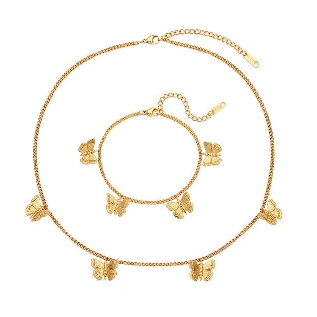 Butterfly Decorated Chain Jewellery Set
