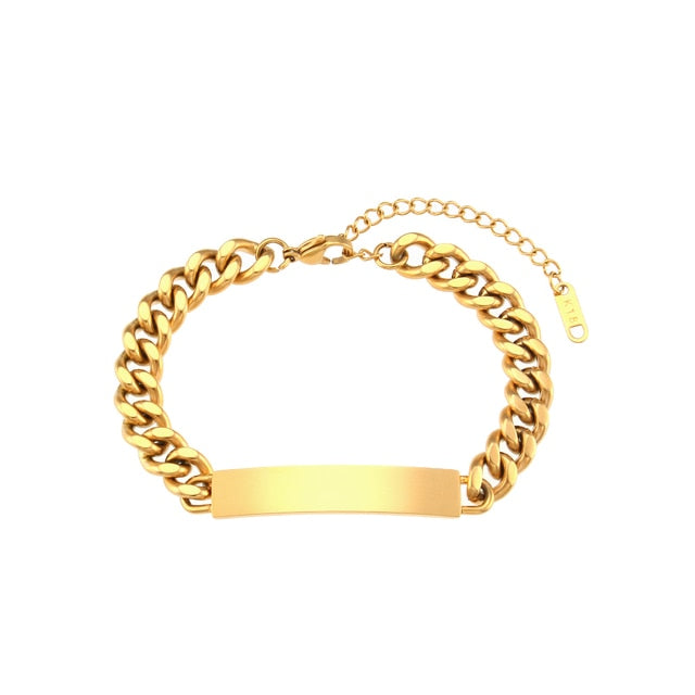 Plate Bar Cuban Chain Bracelet
