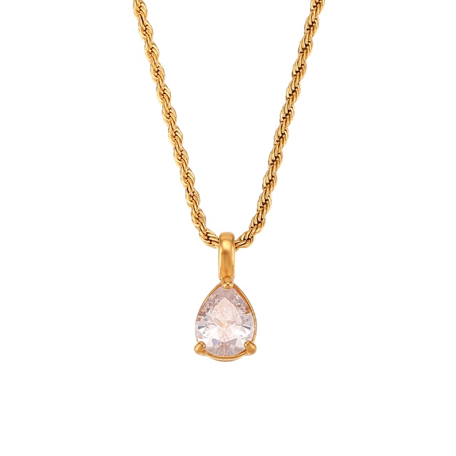 Twisted Rope Waterdrop Pendant Necklace