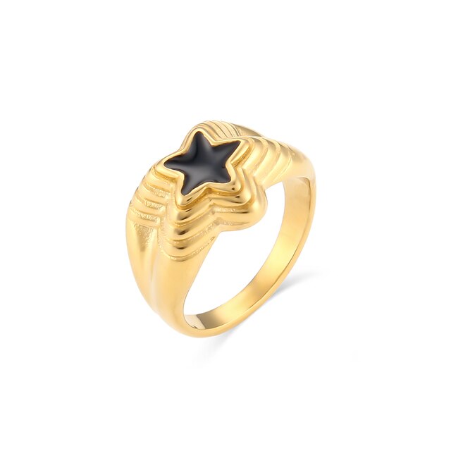 Star Accent Enamel Dome Ring