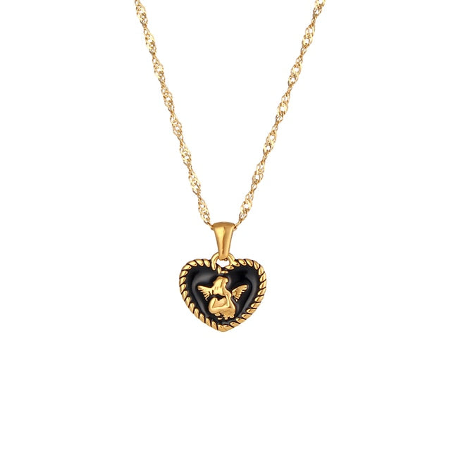 Angel Heart Enamel Necklace