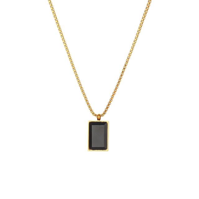 Rectangle Gem Box Chain Necklace