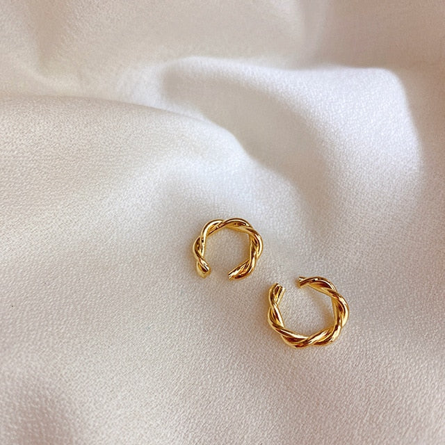 Curled Gold Cuff Earrings