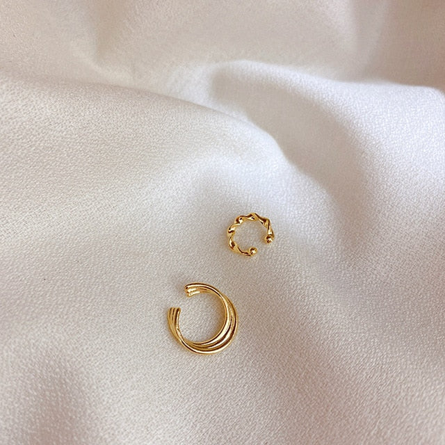 Curled Gold Cuff Earrings