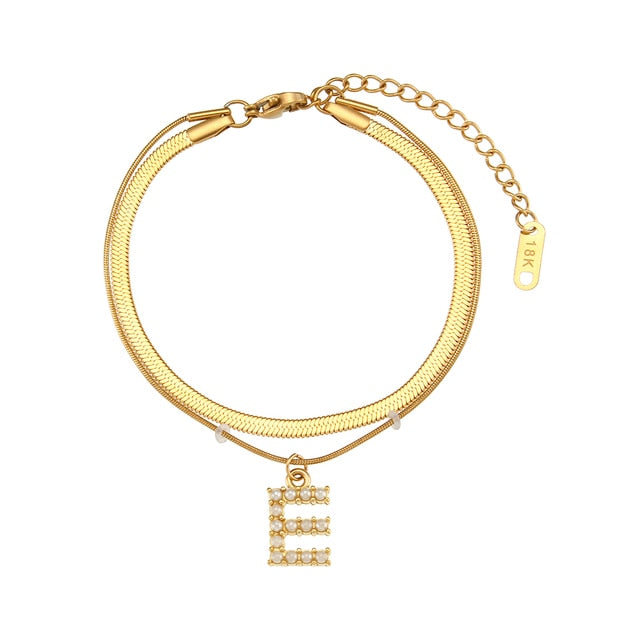 Layered Initial Charm Bracelet