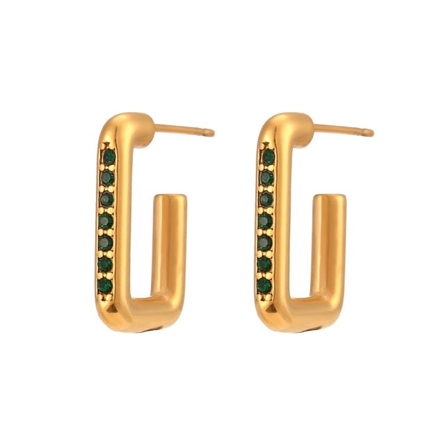 Multi-stud Square Hoop Earrings