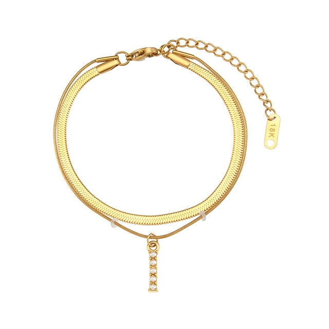 Layered Initial Charm Bracelet