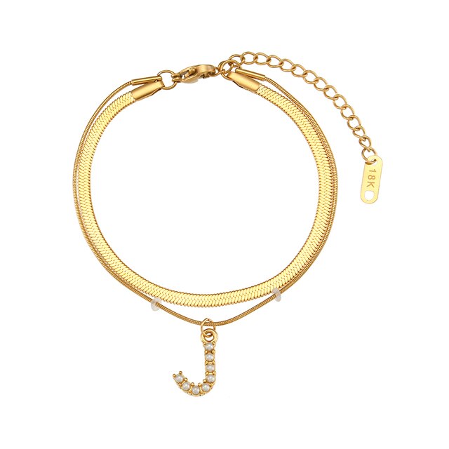 Layered Initial Charm Bracelet