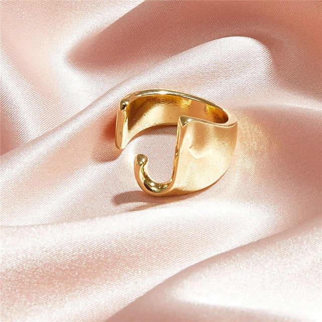Statement Letter Gold Ring