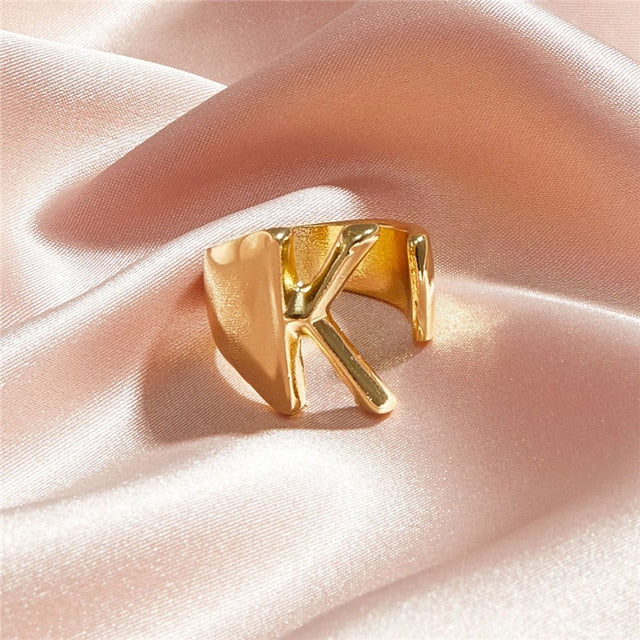 Statement Letter Gold Ring