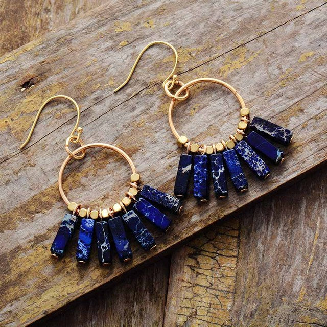 Boho Dangle Drop Stone Earrings