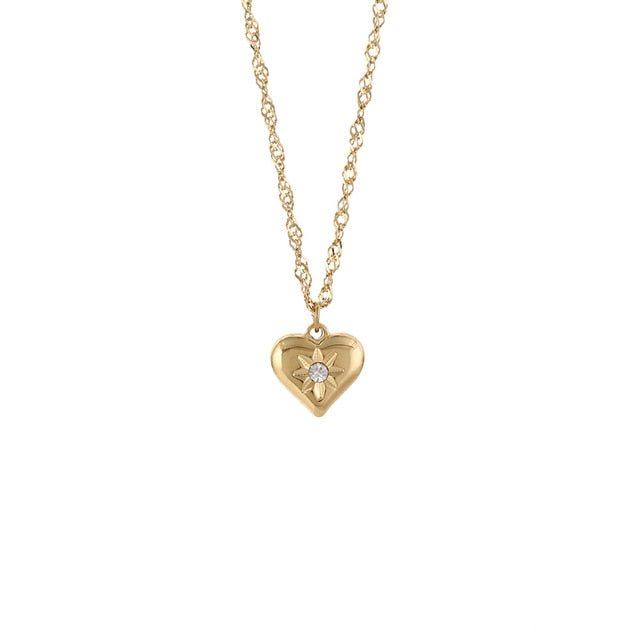Zircon Studded Classic Gold Necklace