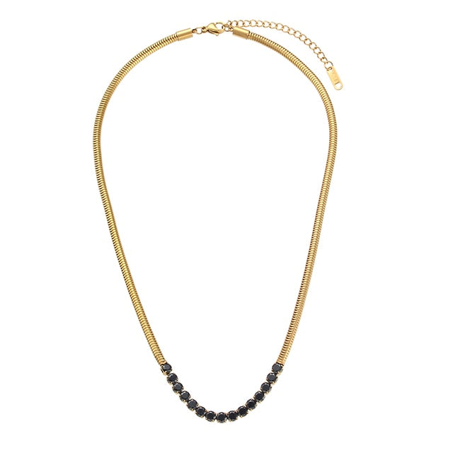 Stackable Snake Chain Zirconia Necklace