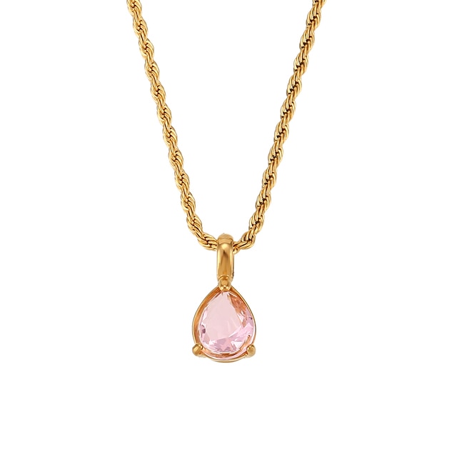Twisted Rope Waterdrop Pendant Necklace