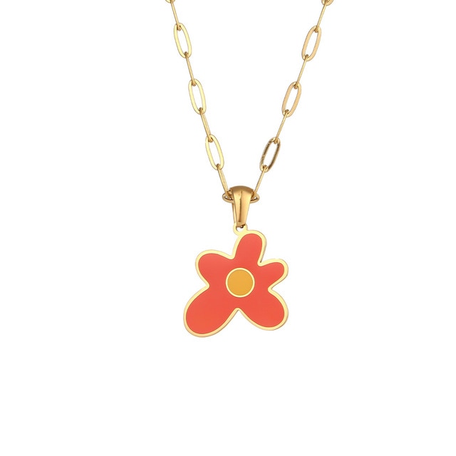 Pastel Floral Pendant Chain Necklace