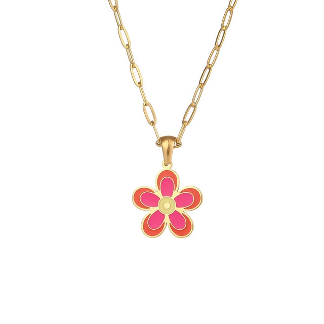 Pastel Floral Pendant Chain Necklace
