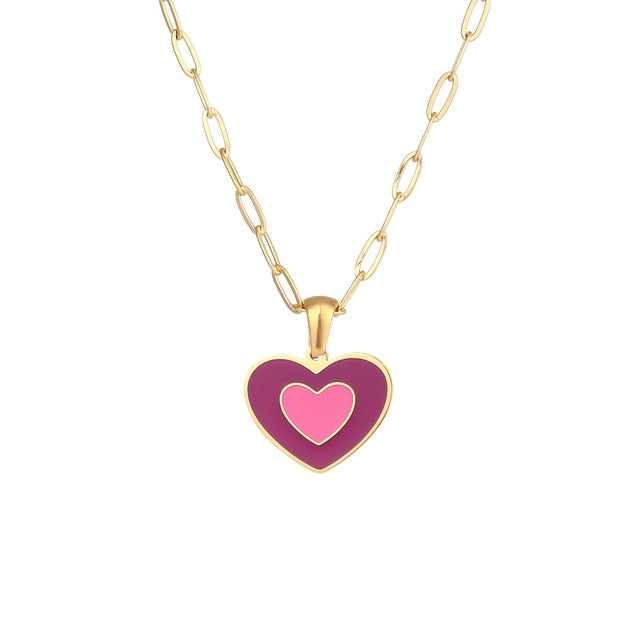 Hearts Pastel Enamel Necklace