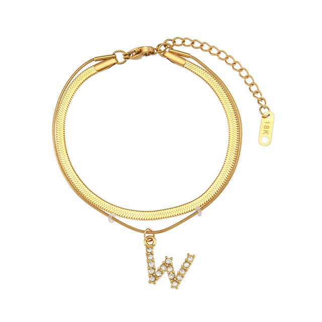 Layered Letter Gold Bracelet