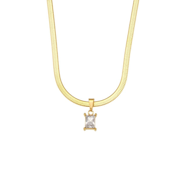 Zircon Crystal Gold Pendant Necklace
