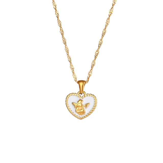 Angel Heart Enamel Necklace