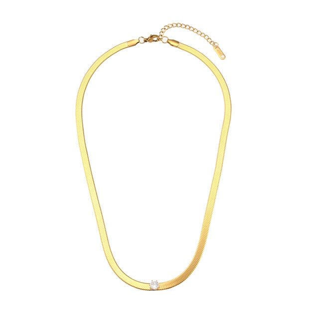 Herringbone Studded Chain Necklace