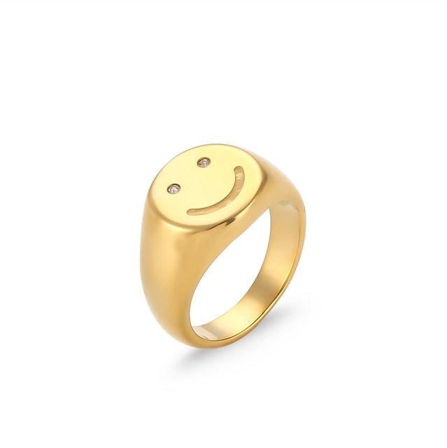 Smiley Embossed Signet Ring